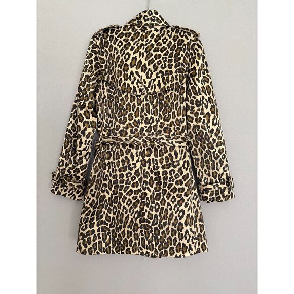 Joan Rivers Leopard Trench Coat Jacket Double Breasted Belted Rain Resistant SzM - Picture 6 of 13